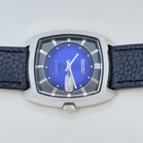 Vintage Style Watch - Seiko Automatic 21 Jewels Blue Dial Day Date Mod