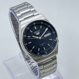 Seiko 5 Automatic Men's Watch Black Railway Time Dial 36mm Day-Date Japan