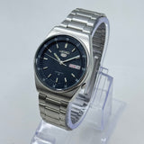 Seiko 5 Automatic Men's Watch Black Railway Time Dial 36mm Day-Date Japan