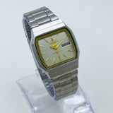 Vintage Seiko 5 Square Automatic Wristwatch – Silver & Gold Accents
