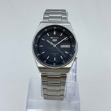 Seiko 5 Automatic Men's Watch Black Railway Time Dial 36mm Day-Date Japan