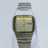 Vintage Seiko 5 Square Automatic Wristwatch – Silver & Gold Accents