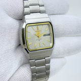 Vintage Seiko 5 Square Automatic Wristwatch – Silver & Gold Accents