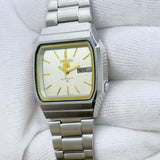 Vintage Seiko 5 Square Automatic Wristwatch – Silver & Gold Accents