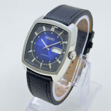 Vintage Style Watch - Seiko Automatic 21 Jewels Blue Dial Day Date Mod