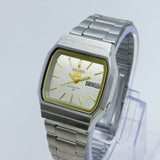 Vintage Seiko 5 Square Automatic Wristwatch – Silver & Gold Accents