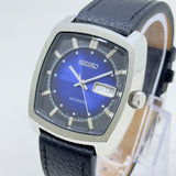 Vintage Style Watch - Seiko Automatic 21 Jewels Blue Dial Day Date Mod