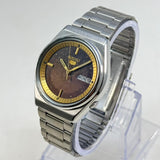 Vintage Seiko 5 Automatic Watch 17 Jewels Brown Dial Day-Date Japan Made.
