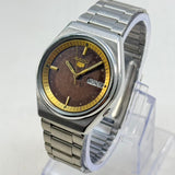 Vintage Seiko 5 Automatic Watch 17 Jewels Brown Dial Day-Date Japan Made.