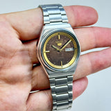 Vintage Seiko 5 Automatic Watch 17 Jewels Brown Dial Day-Date Japan Made.