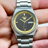 Vintage Seiko 5 Automatic Watch 17 Jewels Brown Dial Day-Date Japan Made.