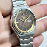 Vintage Seiko 5 Automatic Watch 17 Jewels Brown Dial Day-Date Japan Made.