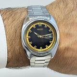 Vintage Men's Watch Seiko 5 Automatic Brown Dial Day-Date Original Japan Made