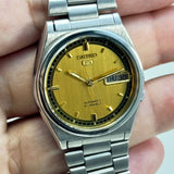 Vintage Seiko 5 Automatic Gold Dial Day-Date Japan Made