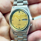 Vintage Seiko 5 Automatic Gold Dial Day-Date Japan Made