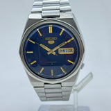 Seiko 5 - 6309-8170 Automatic Men's Watch 17 Blue Dial Japan Made Rare Vintage