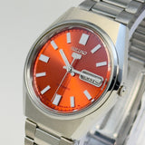 Seiko 5 Automatic – Orange Sunburst Dial Vintage Style Day-Date Men’s Watch