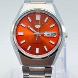 Seiko 5 Automatic – Orange Sunburst Dial Vintage Style Day-Date Men’s Watch.