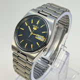 Seiko 5 Automatic Men's Watch Black Dial Vintage Style 36mm Day-Date Japan