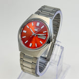 Seiko 5 Automatic – Orange Sunburst Dial Vintage Style Day-Date Men’s Watch