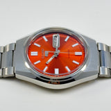 Seiko 5 Automatic – Orange Sunburst Dial Vintage Style Day-Date Men’s Watch.