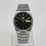 Seiko 5 Automatic Men's Watch Black Dial Vintage Style 36mm Day-Date Japan