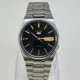 Seiko 5 Automatic Men's Watch Black Dial Vintage Style 36mm Day-Date Japan