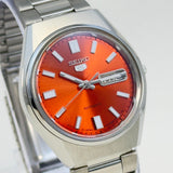 Seiko 5 Automatic – Orange Sunburst Dial Vintage Style Day-Date Men’s Watch