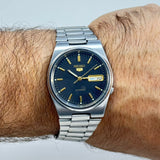 Seiko 5 Automatic Men's Watch Black Dial Vintage Style 36mm Day-Date Japan